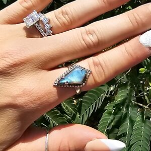 Labradorite ring 925 sterling silver size 6